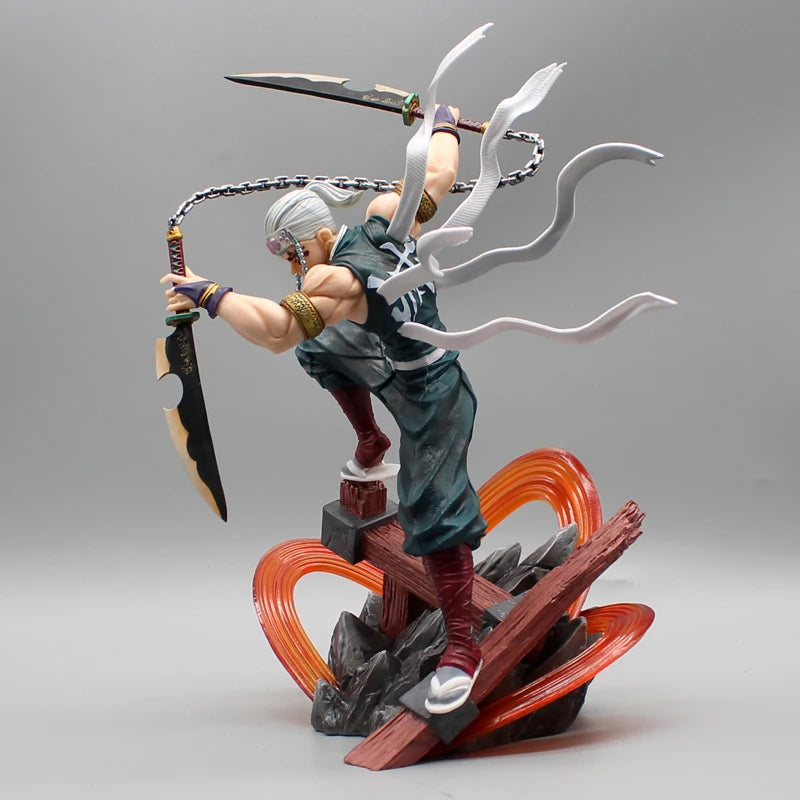 27cm Demon Slayer figures Uzui Tengen Figures 2 Heads Kimetsu No Yaiba Anime Figures Figurine Gk Pvc Statue Model Toys Gift