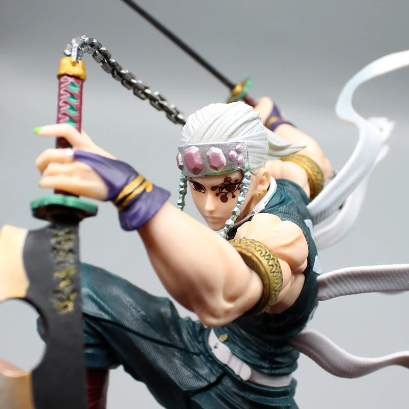 27cm Demon Slayer figures Uzui Tengen Figures 2 Heads Kimetsu No Yaiba Anime Figures Figurine Gk Pvc Statue Model Toys Gift