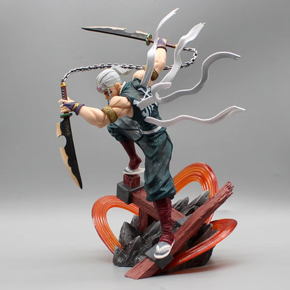 27cm Demon Slayer figures Uzui Tengen Figures 2 Heads Kimetsu No Yaiba Anime Figures Figurine Gk Pvc Statue Model Toys Gift