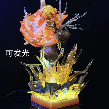 35cm Anime Demon Slayer Figures Agatsuma Zenitsu Action Figures Pvc Model Thunderclap Flash Effect Ornament Toys Birthday Gifts