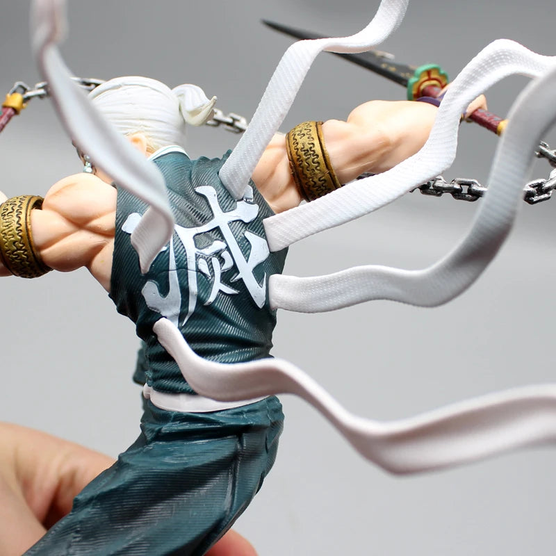 27cm Demon Slayer figures Uzui Tengen Figures 2 Heads Kimetsu No Yaiba Anime Figures Figurine Gk Pvc Statue Model Toys Gift