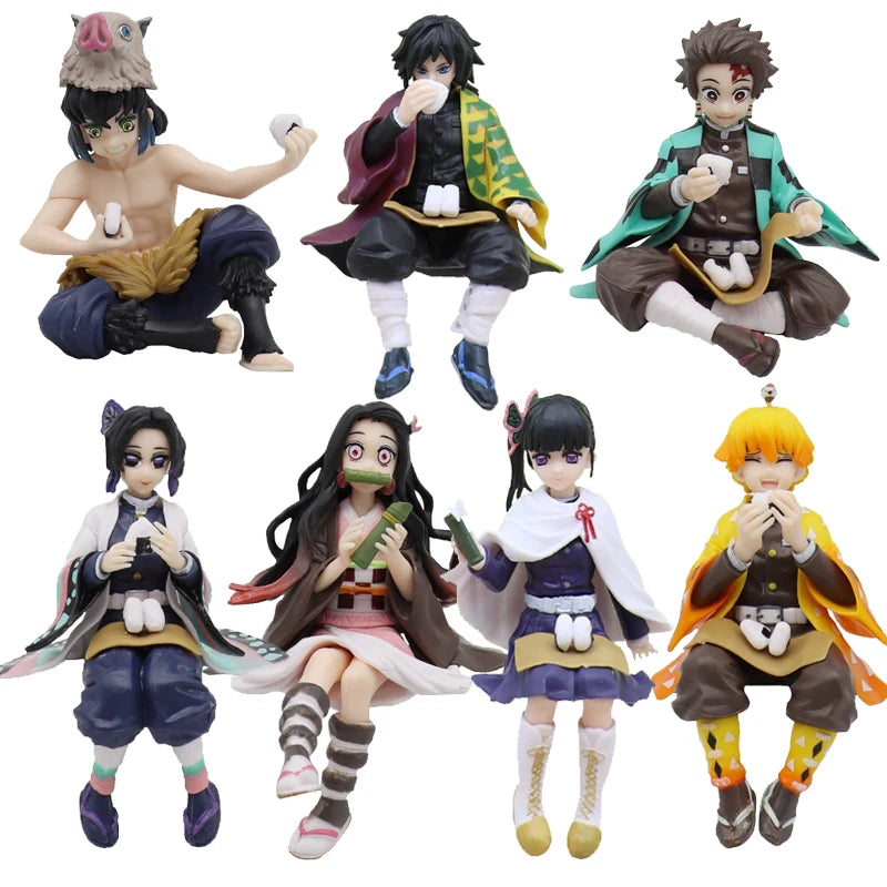 Demon Slayer Anime Figure Kimetsu no Yaiba Action Figure Nezuko/Tanjirou/Zenitsu/Inosuke/Shinobu/Miritsu Figurine Doll Toys Gift