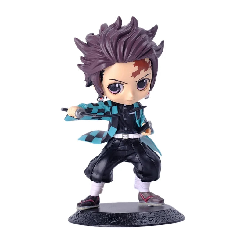 Anime Demon Slayer Figure Nezuko Tanjirou Zenitsu Inosuke Kyoujurou Giyuu Kawaii Qposket Figural  Model Toy Collect Gift