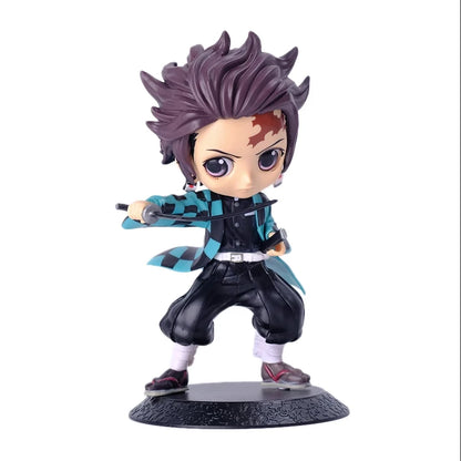Anime Demon Slayer Figure Nezuko Tanjirou Zenitsu Inosuke Kyoujurou Giyuu Kawaii Qposket Figural  Model Toy Collect Gift