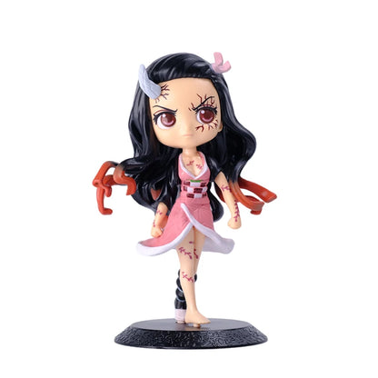 Anime Demon Slayer Figure Nezuko Tanjirou Zenitsu Inosuke Kyoujurou Giyuu Kawaii Qposket Figural  Model Toy Collect Gift