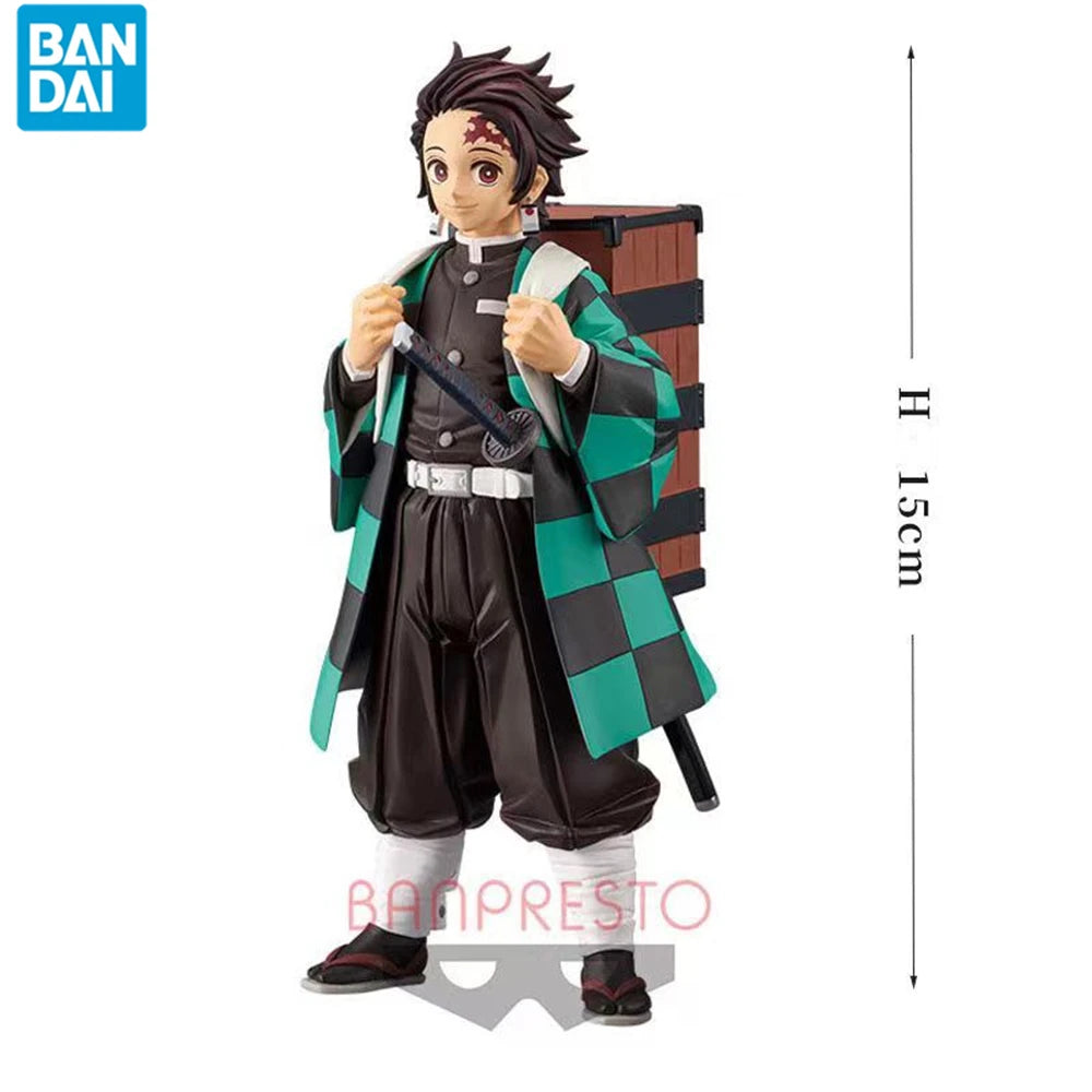 Original BANPRESTO Demon Slayer Kamado Tanjirou Anime Figure 15CM Bandai Kimetsu no Yaiba PVC Action Figures Model Toys Gifts