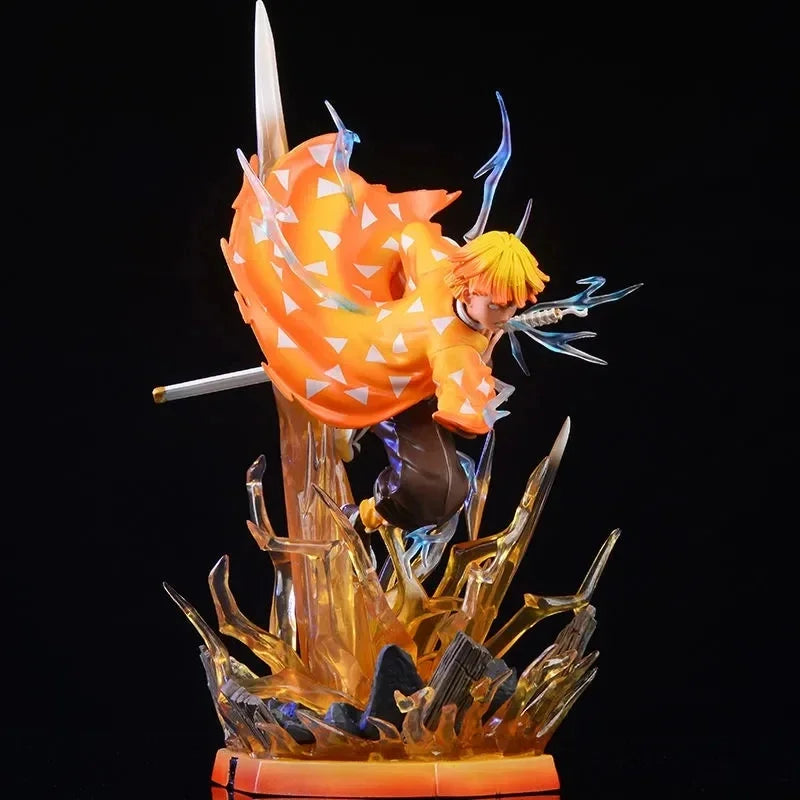35cm Anime Demon Slayer Figures Agatsuma Zenitsu Action Figures Pvc Model Thunderclap Flash Effect Ornament Toys Birthday Gifts