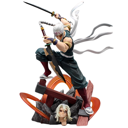 27cm Demon Slayer figures Uzui Tengen Figures 2 Heads Kimetsu No Yaiba Anime Figures Figurine Gk Pvc Statue Model Toys Gift