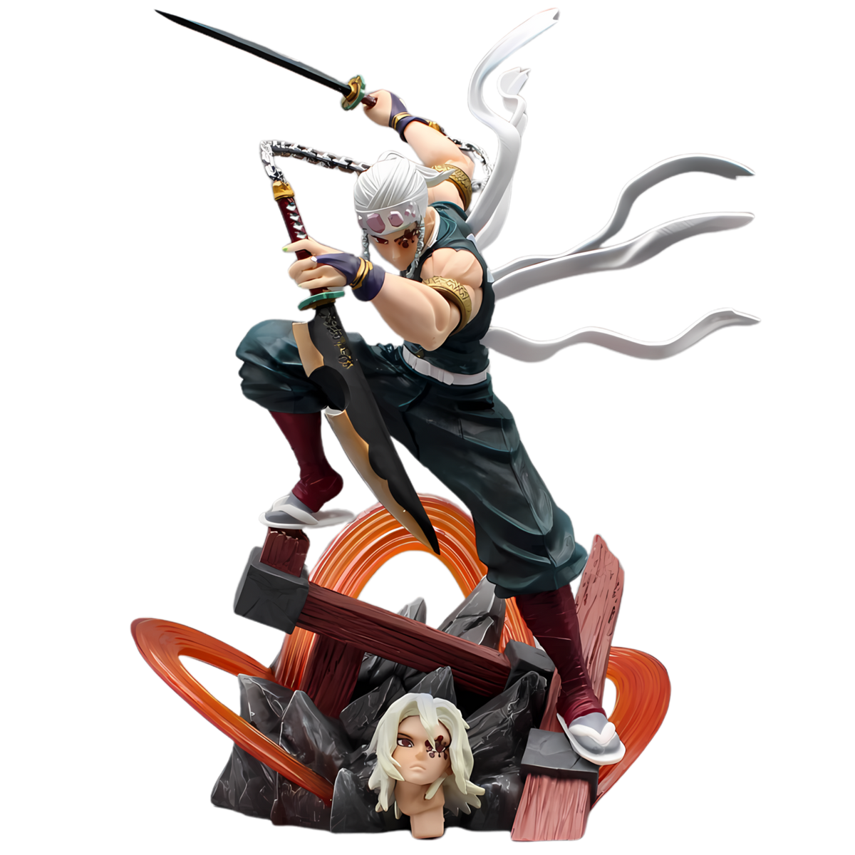 27cm Demon Slayer figures Uzui Tengen Figures 2 Heads Kimetsu No Yaiba Anime Figures Figurine Gk Pvc Statue Model Toys Gift